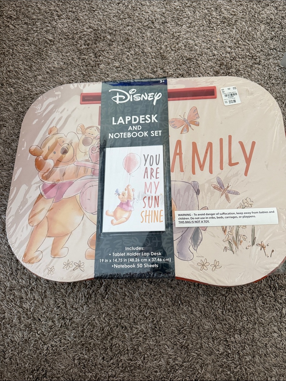 Disney Winnie the Pooh Pink Lapdesk and Notebook Set